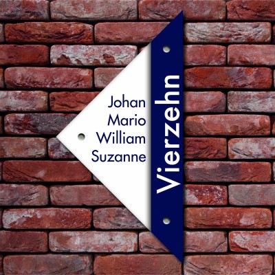 Türschild aus Kunststoff, links Moderne-Line blau/weiß 20x20x28,5cm