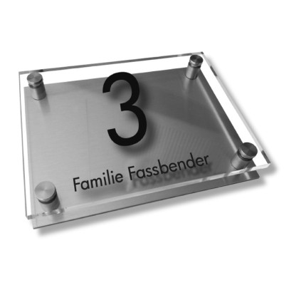 Türschild Edelstahl Acrylglas | Vetro-Linie 25x20 cm