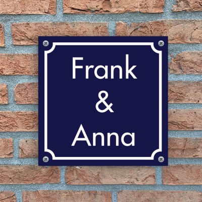 Hausnummernschild Plexiglas Napoli | Classico-Line, dunkelblau 12x12 cm