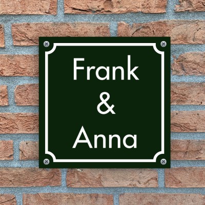 Hausnummernschild Plexiglas Napoli | Classico-Line, dunkelgrün 12x12 cm