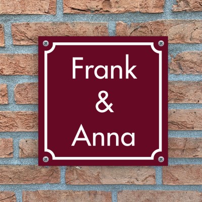 Hausnummernschild Plexiglas Napoli | Classico-Line, dunkelrot 12x12 cm