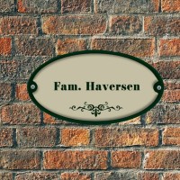 Türschild Emaille-Look | 20x11 cm, UV Druck mit beigem Hintergrund