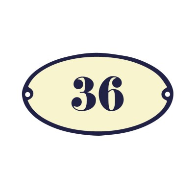 Hausnumernschild Emaille-Look | 16x9 cm, UV Druck mit beigem Hintergrund