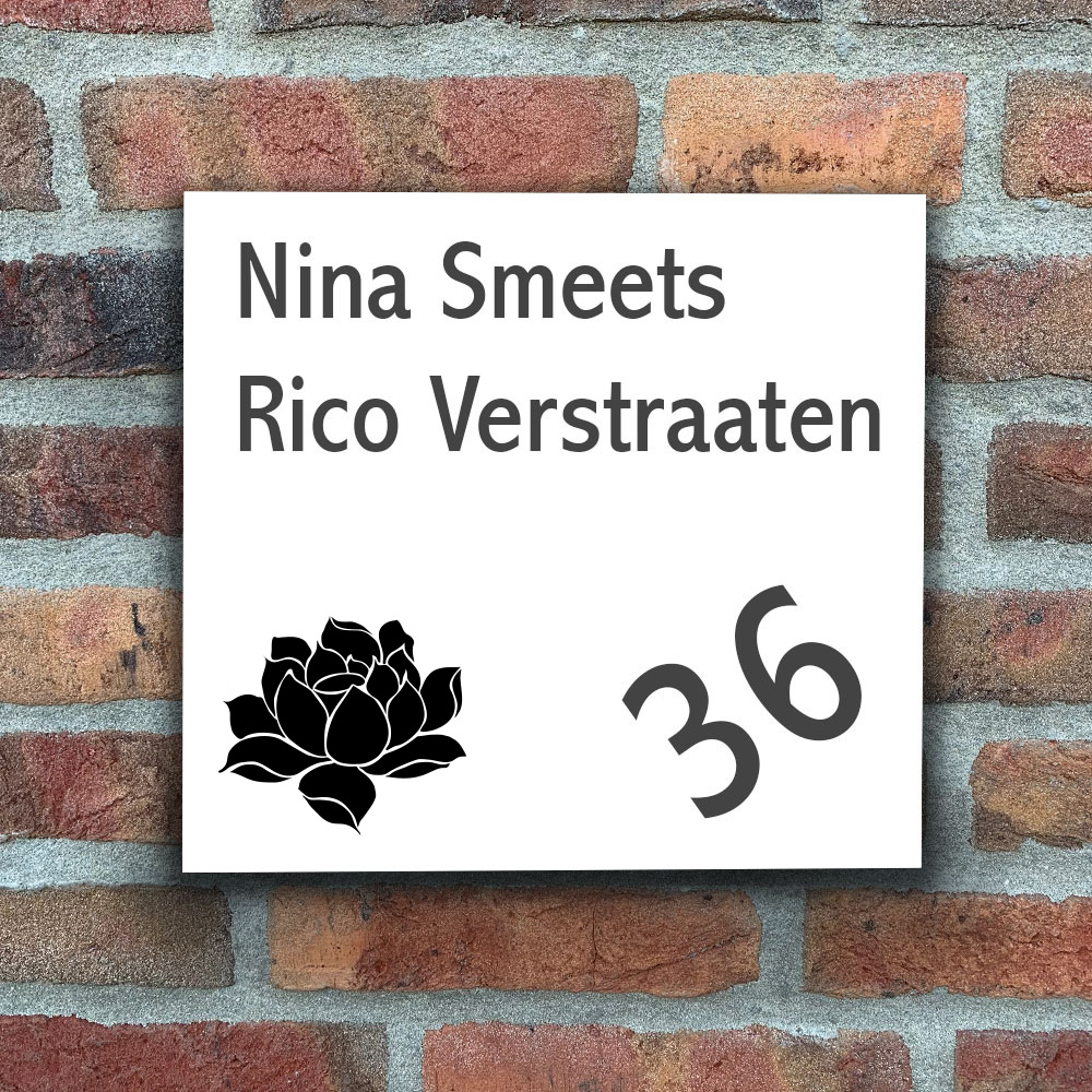 Türschild Weiss personalisiert – Name & Hausnummer